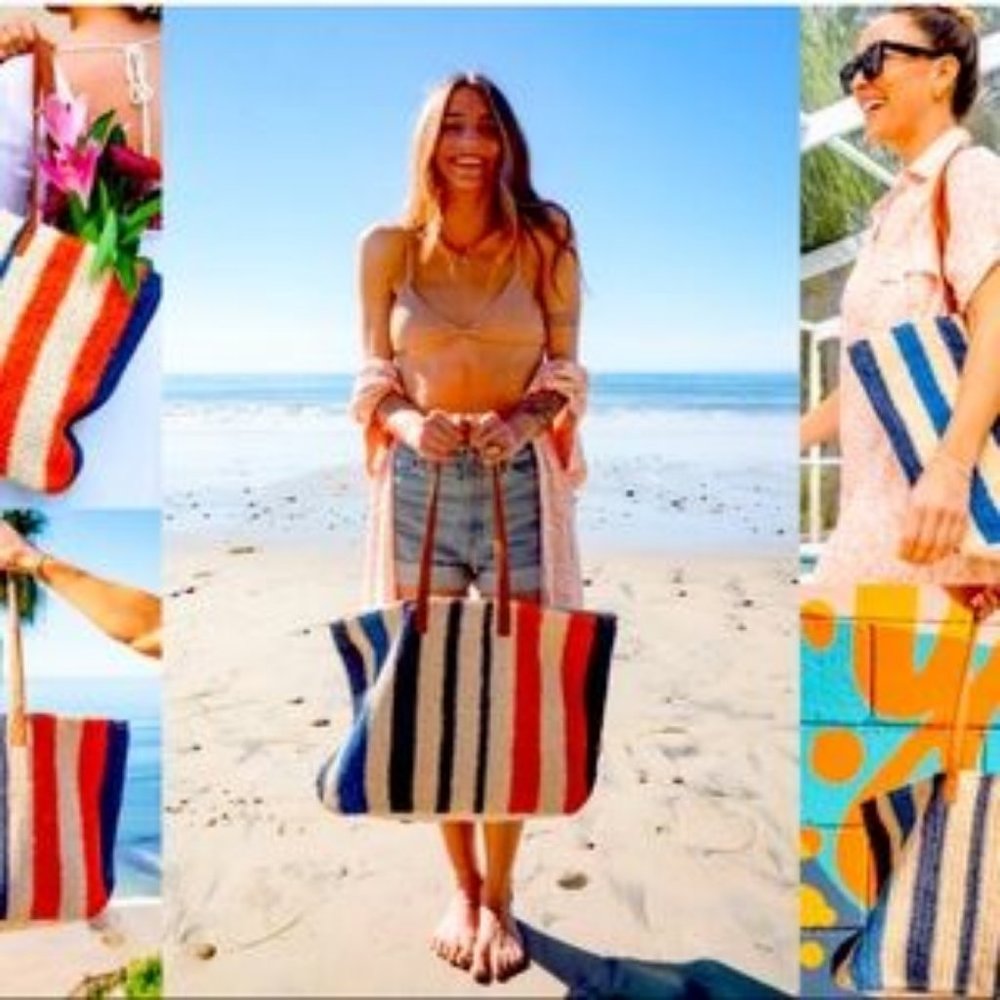 NWT Rays for Days Woven Weekender Beach Bag